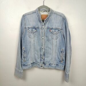 Vintage Levis Denim Easy Rider Jacket‎ Womens Large Snap Button Light Wash Y2K